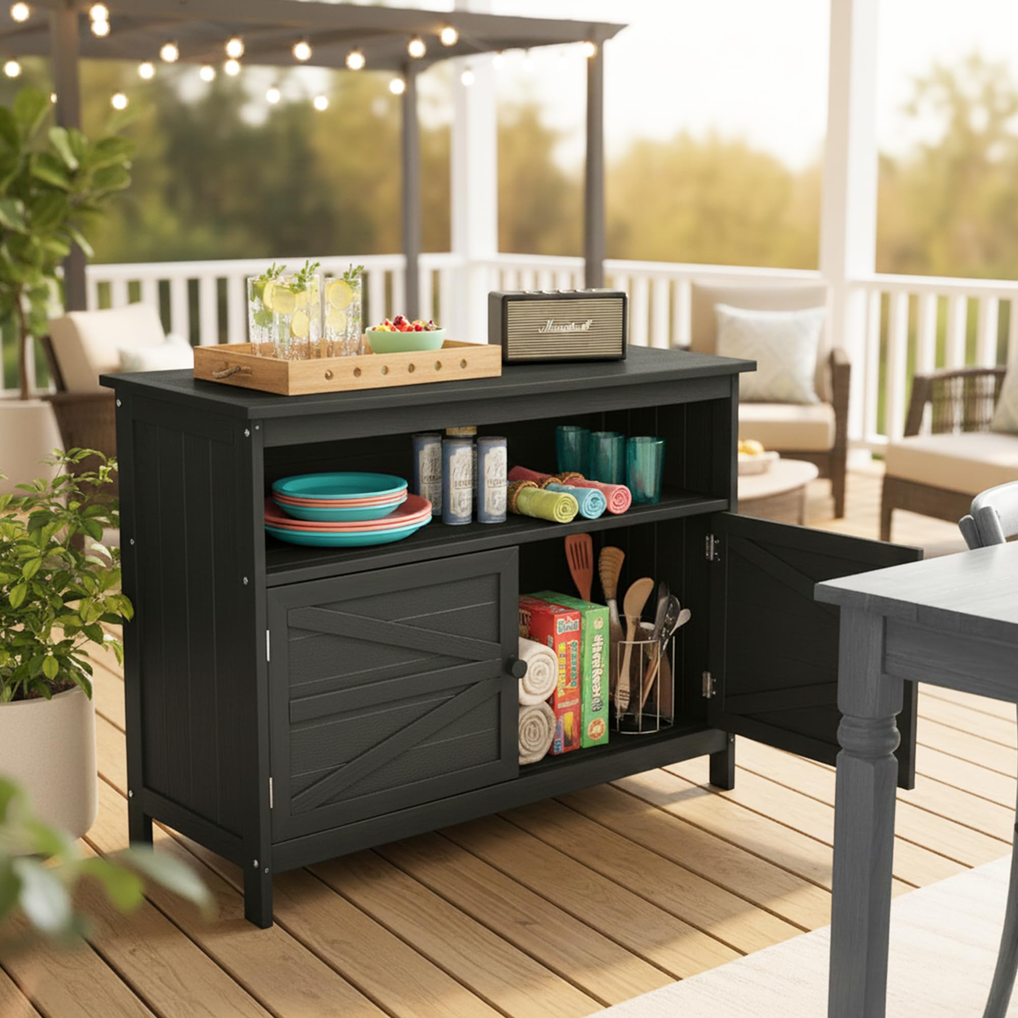HIPS All-Weather Outdoor Storage Cabinet with Magnetic Doors
