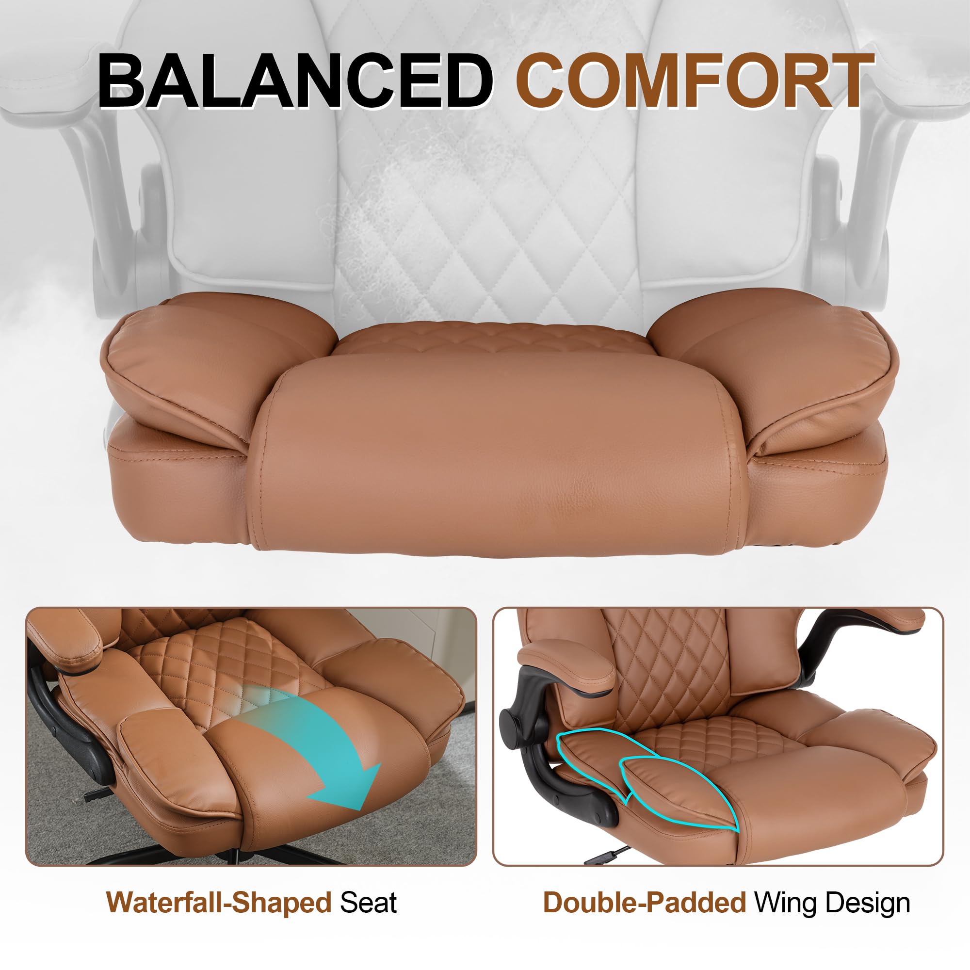 Executive Leather Office Chair with Flip-Up Arms