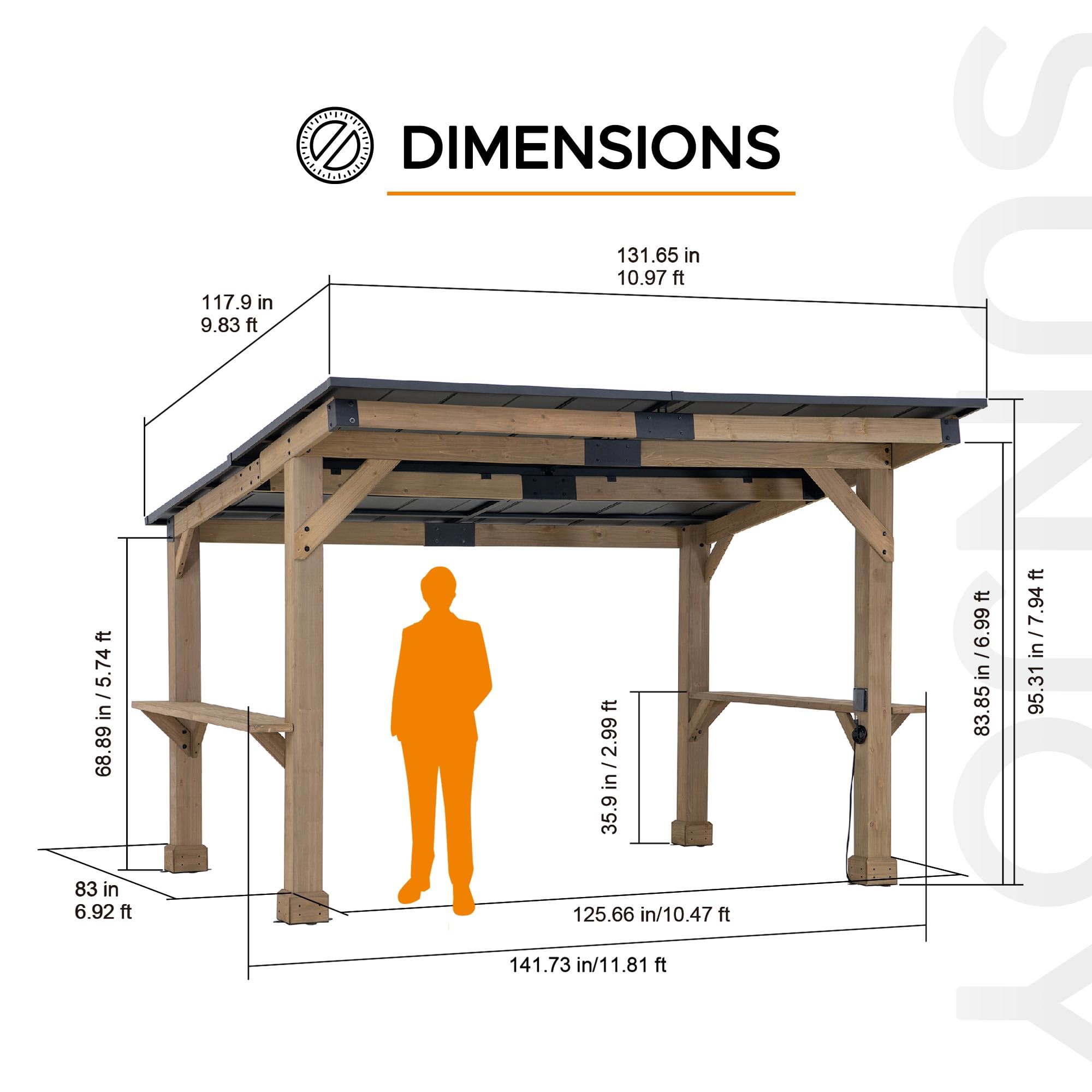 Hardtop Grill Gazebo with Bar Shelves and PowerPort
