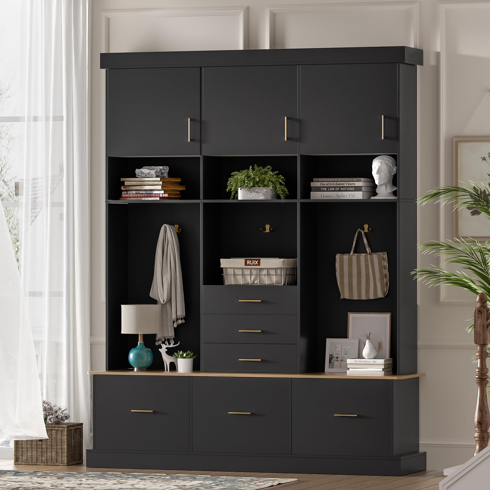5-in-1 Hall Tree with Bench and Storage