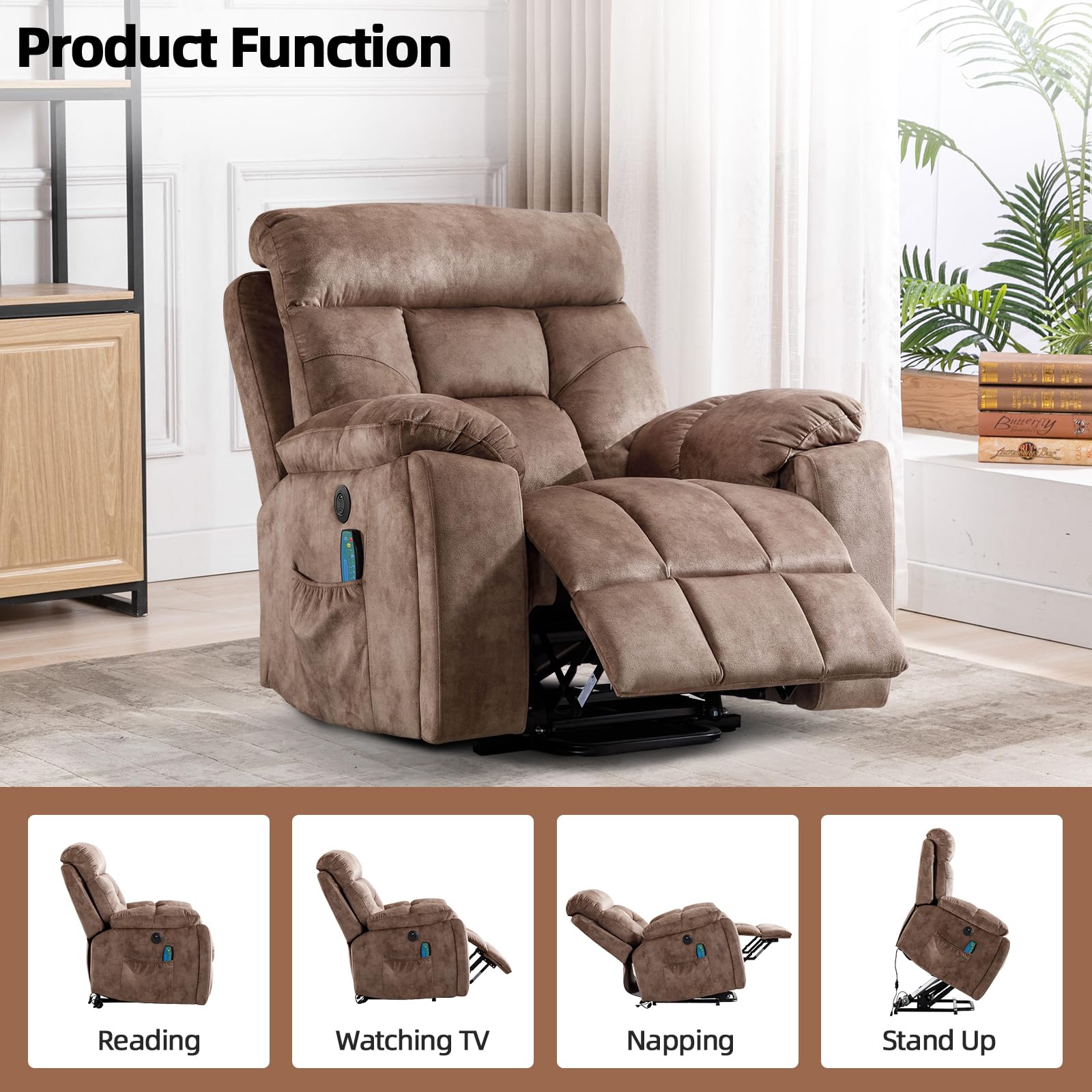 Power Lift Recliner Chair with Massage and Heat