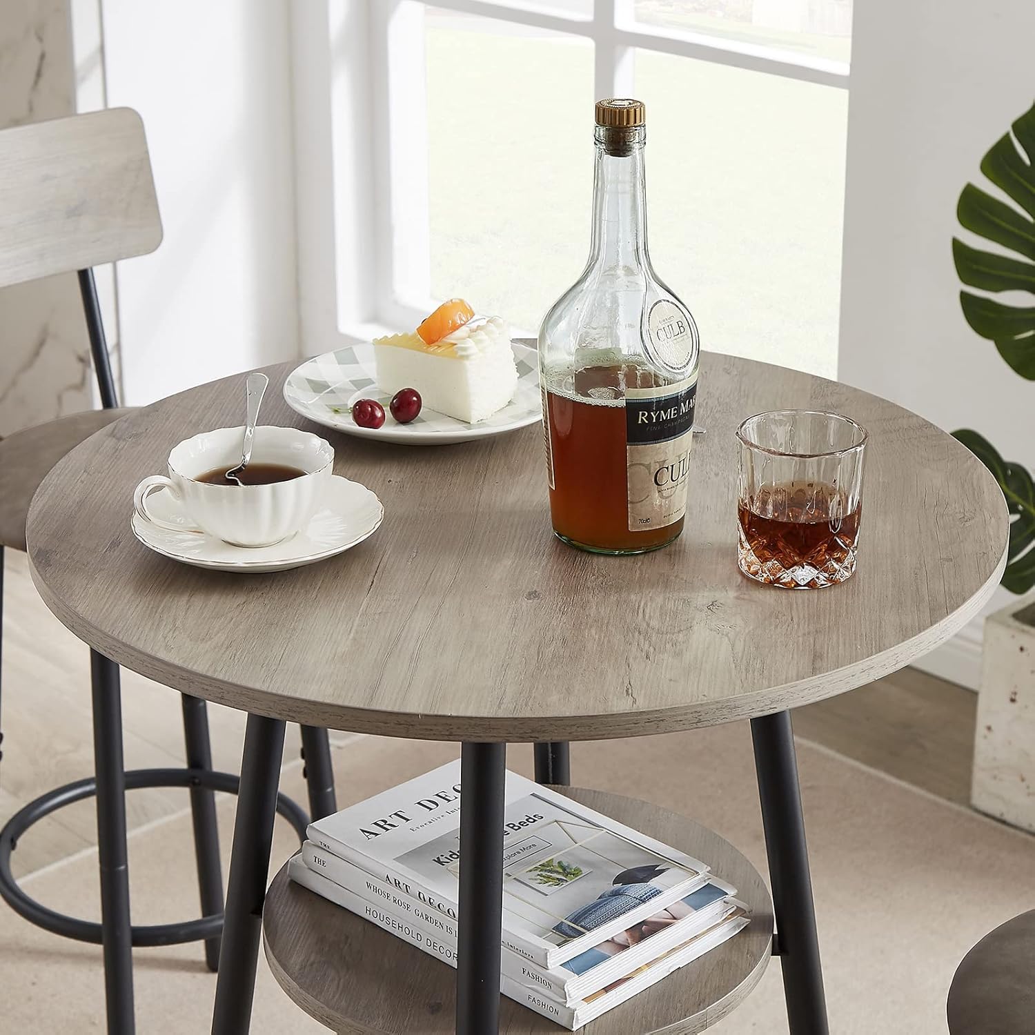 3-Piece Round Dining Table Set with Storage