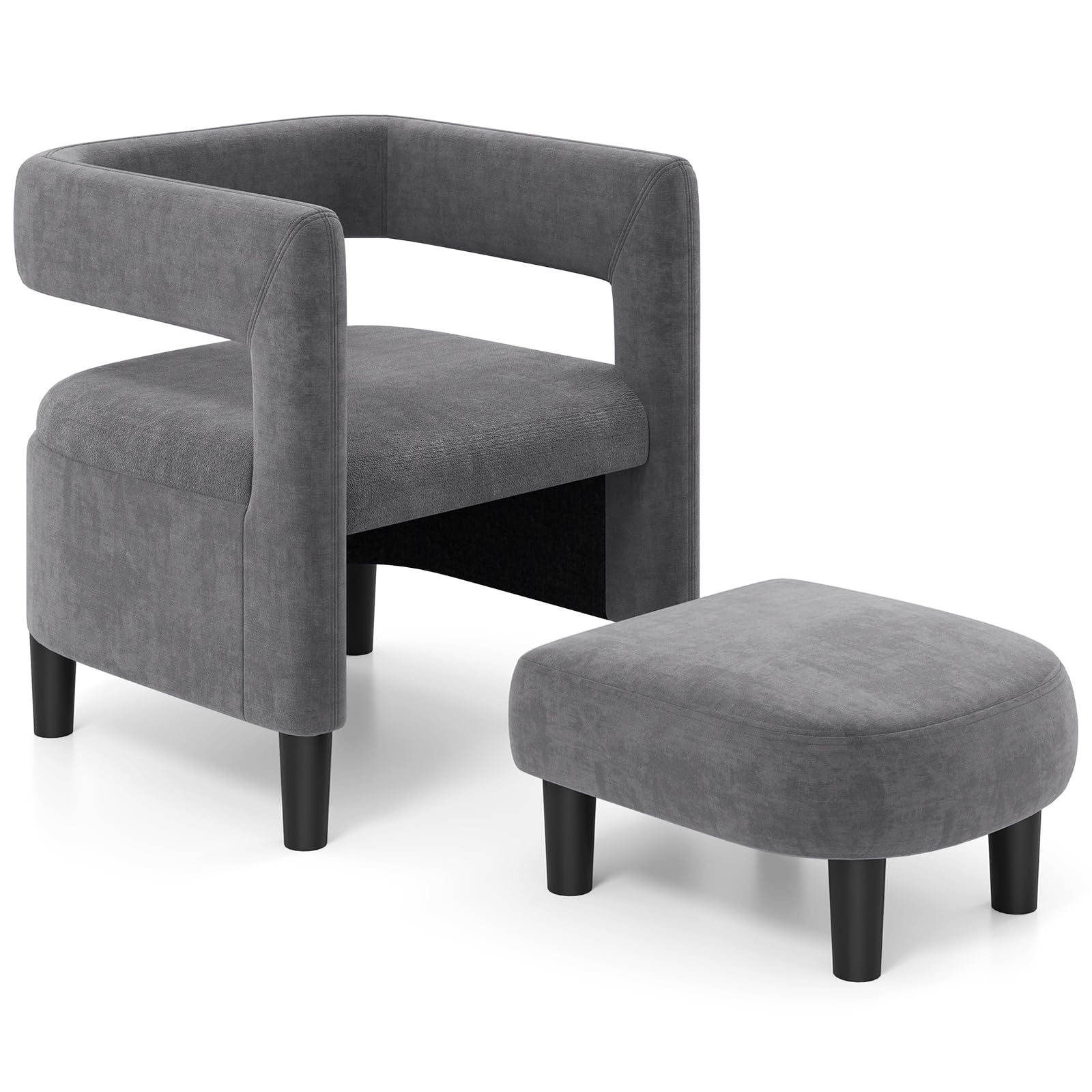 Velvet Accent Chair with Ottoman