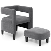 Velvet Accent Chair with Ottoman