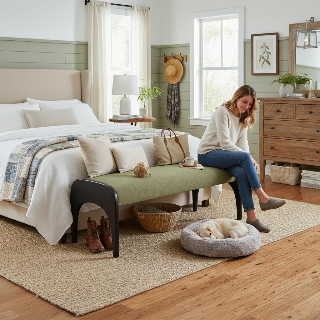 Extra Long 51-Inch Upholstered Storage Bench