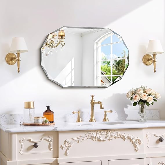 Oval Beveled Bathroom Mirror 48x28