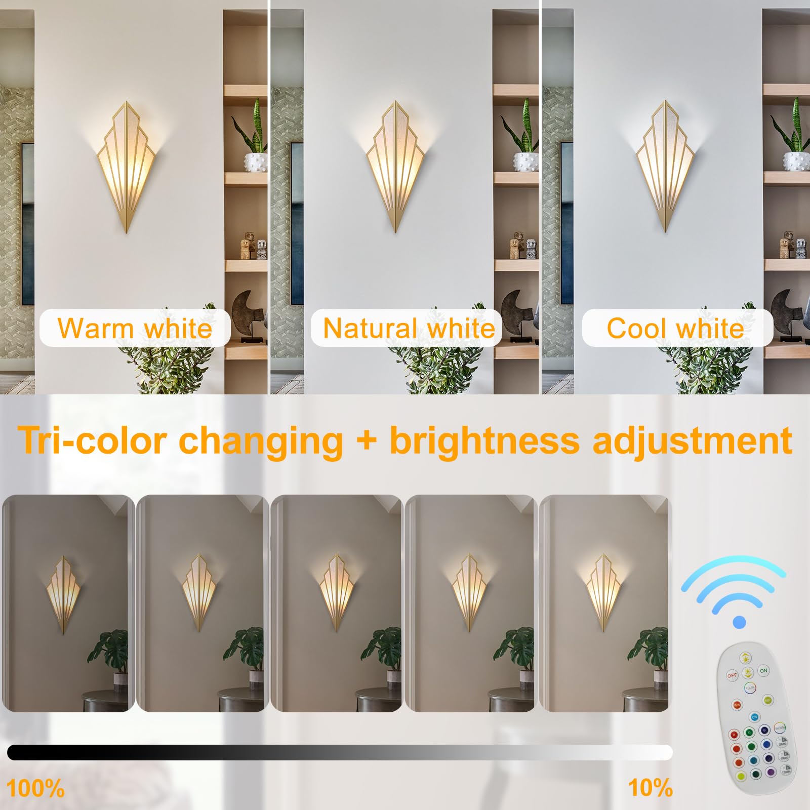 Battery Operated Wall Sconces Set of Two with Remote Control