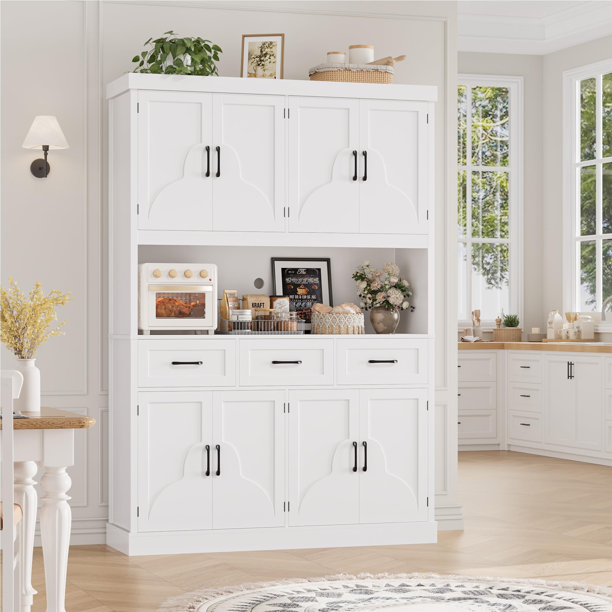 76" Tall Kitchen Pantry Storage Cabinet with Drawers
