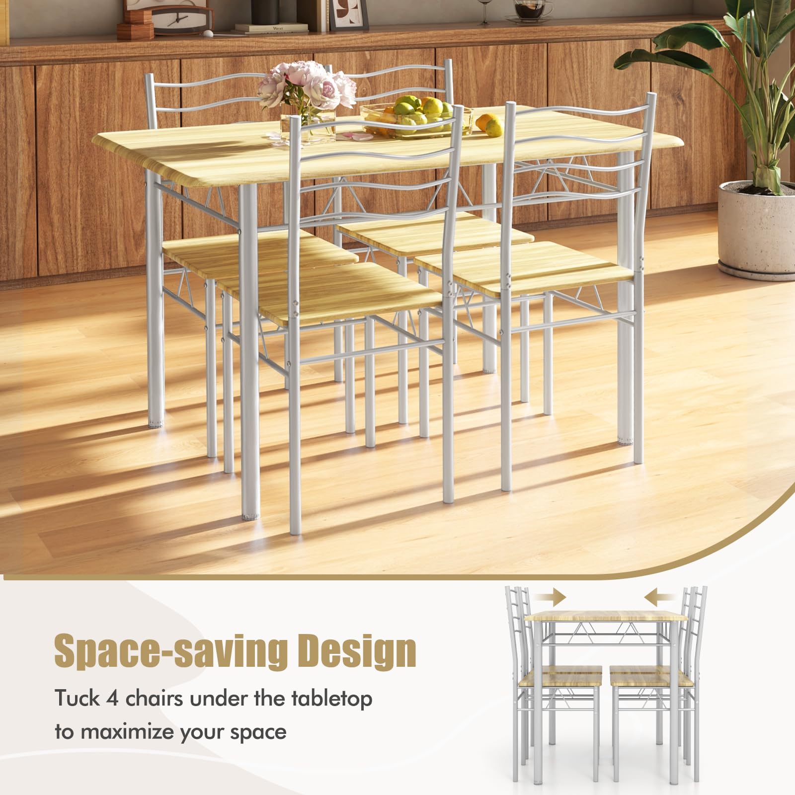 5-Piece Dining Table Set with 4 Chairs