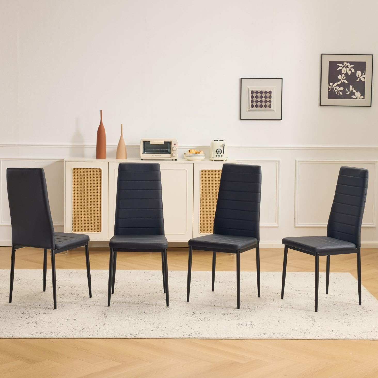 Dining Chairs Set of 4 PU Leather Padded High Back