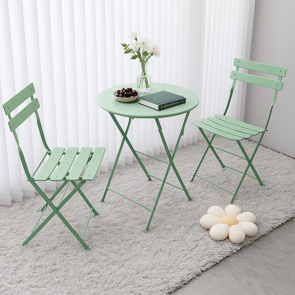 3-Piece Folding Bistro Set with 2 Chairs and Table