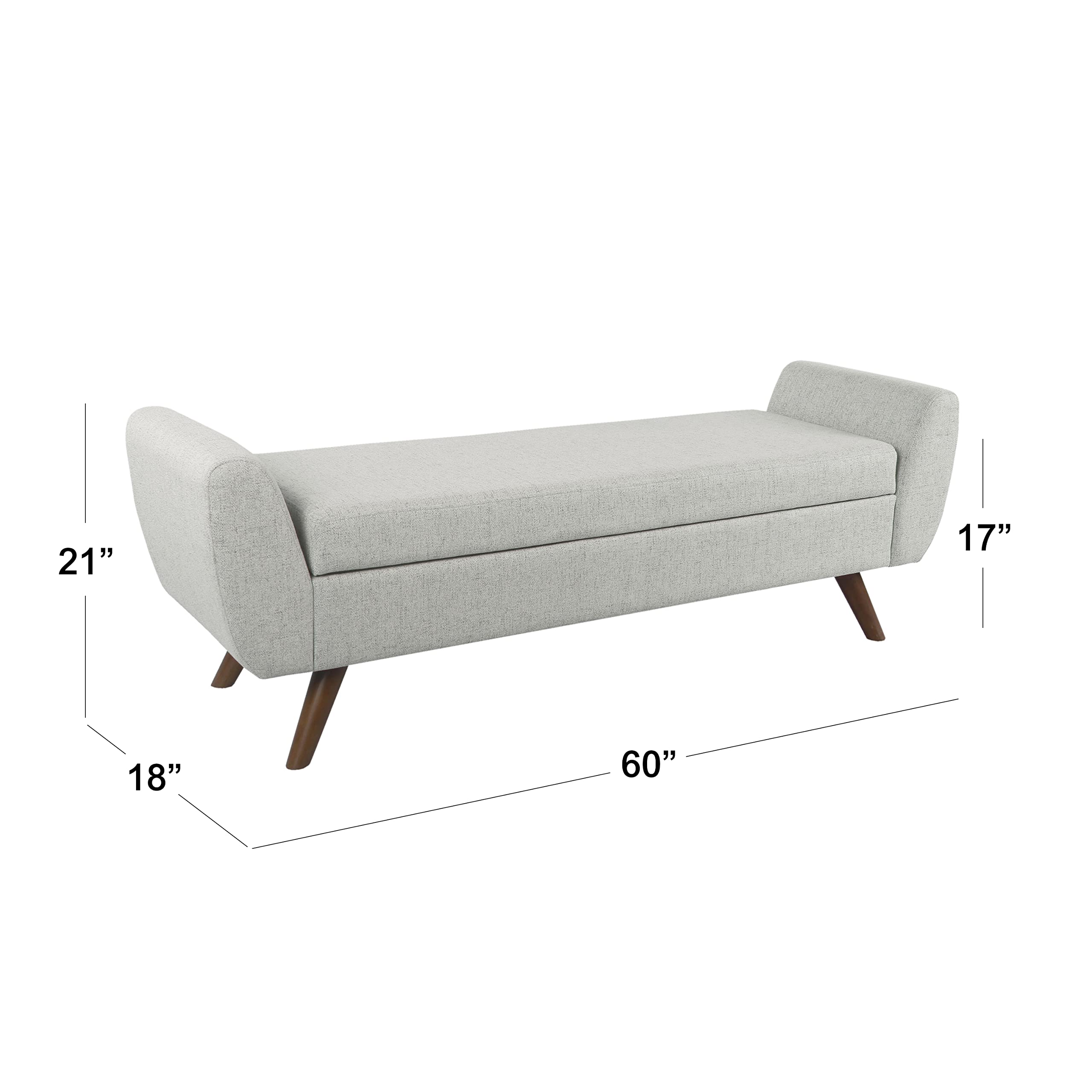 Modern Storage Bench with Wood Legs - Light Gray Woven