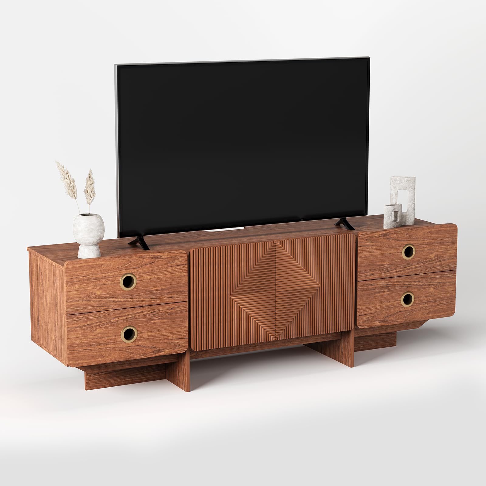 66" Mid-Century Modern TV Stand with Storage