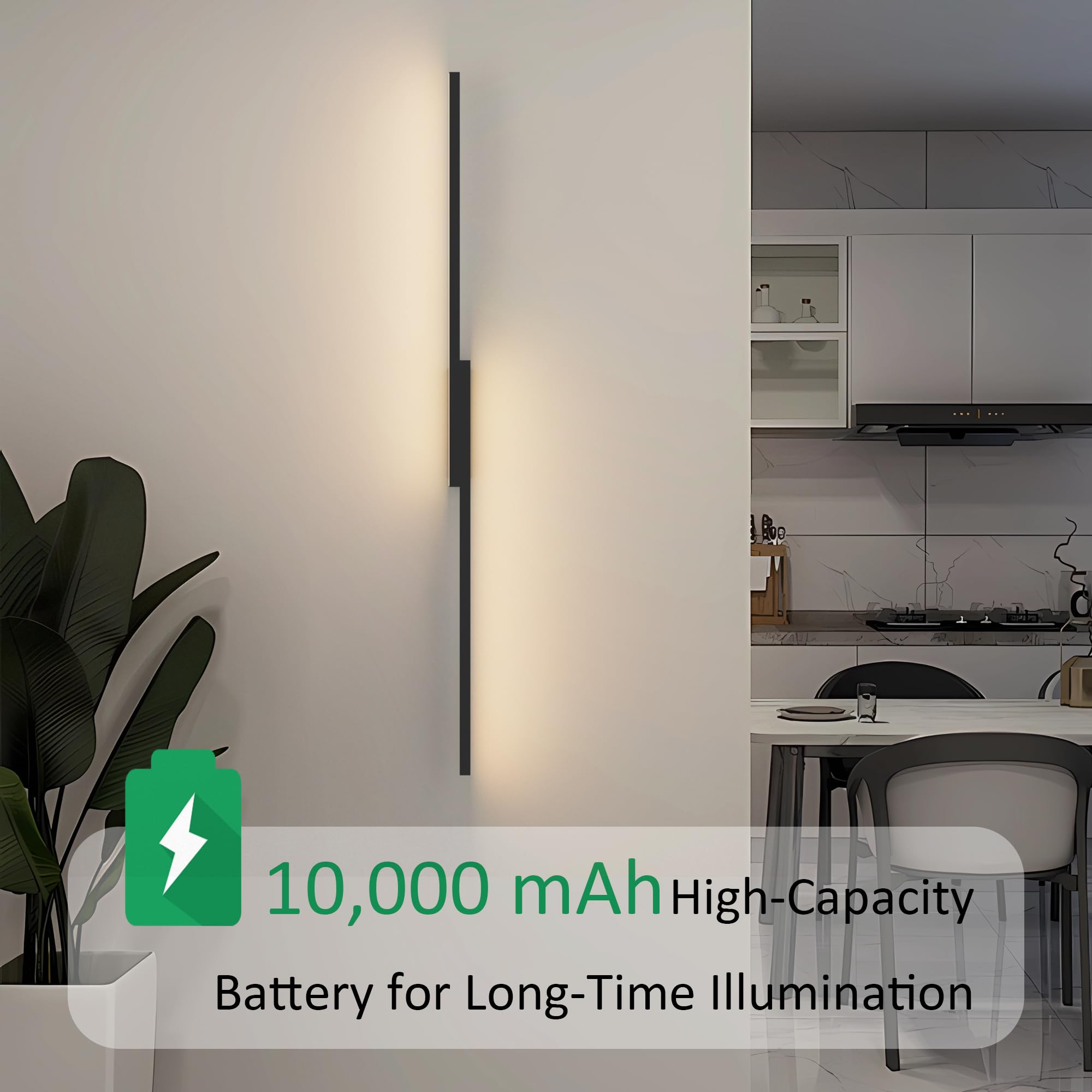 39.4" Black Battery Operated Wall Sconce Set of 2