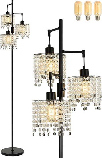 Crystal Floor Lamp with 3 Lights