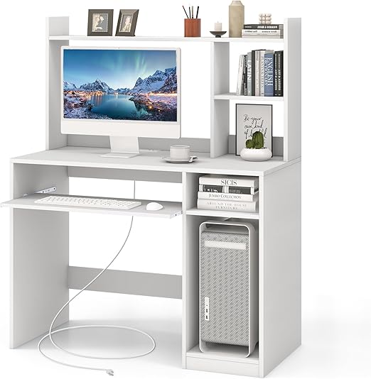 Computer Desk with Hutch and Charging Station