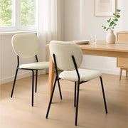 Boucle Dining Chairs Set of 2 - Modern Upholstered with Metal Legs