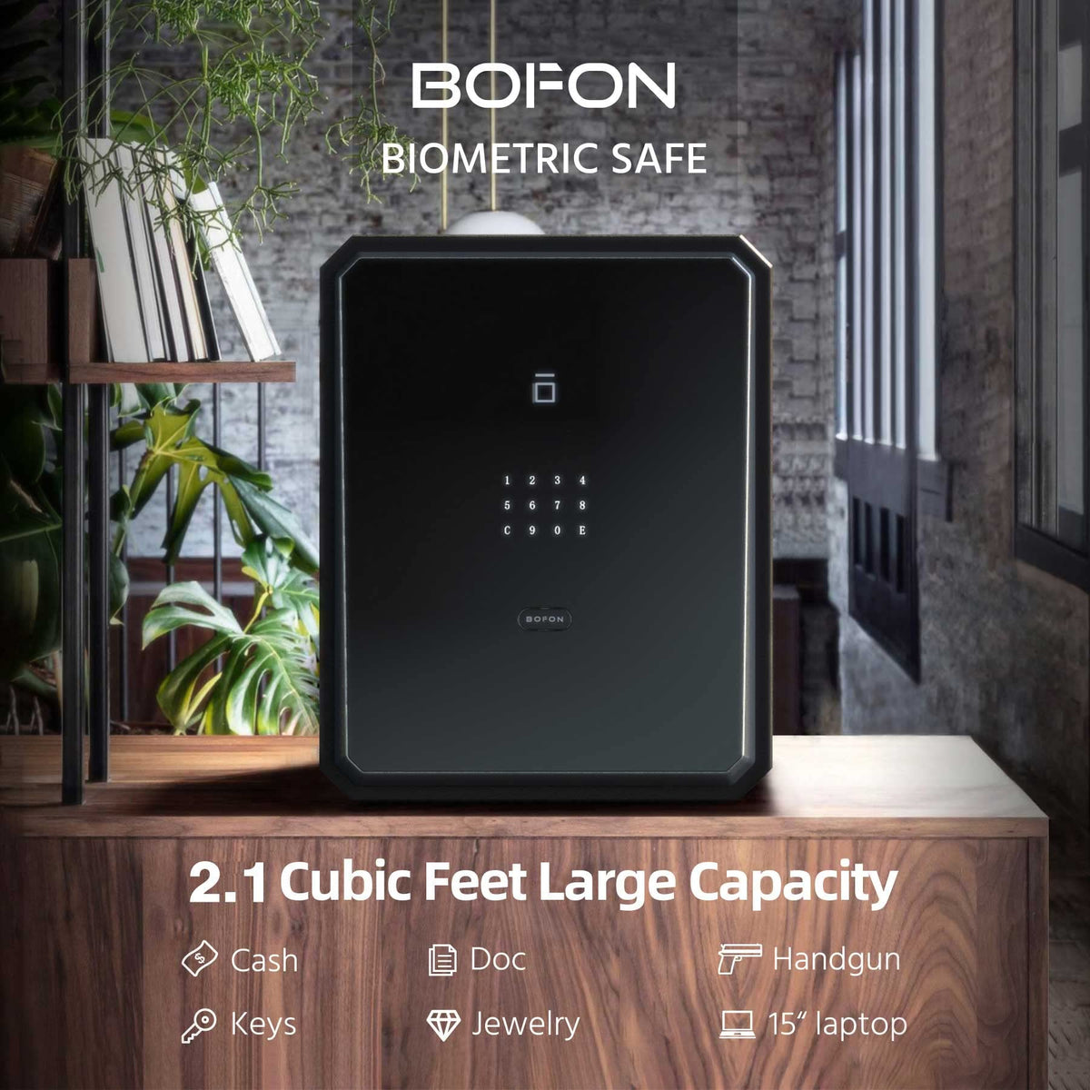 Fingerprint Biometric Home Safe 2.1 Cubic Feet