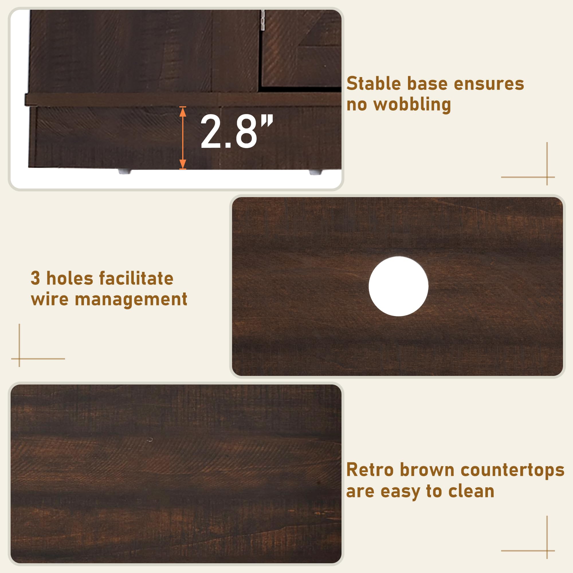 Farmhouse TV Stand for 70-80 Inch TV with LED Light and Barn Doors