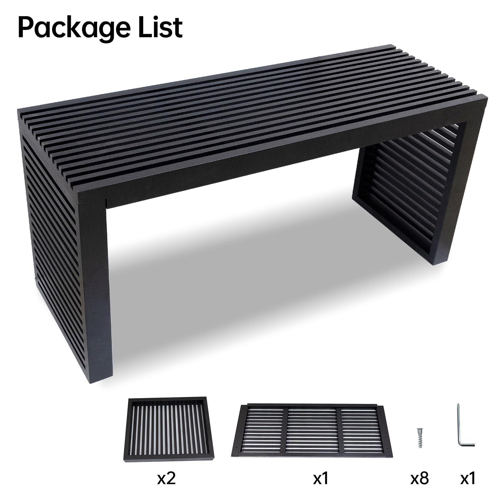 35 Inch Bamboo Bench Black