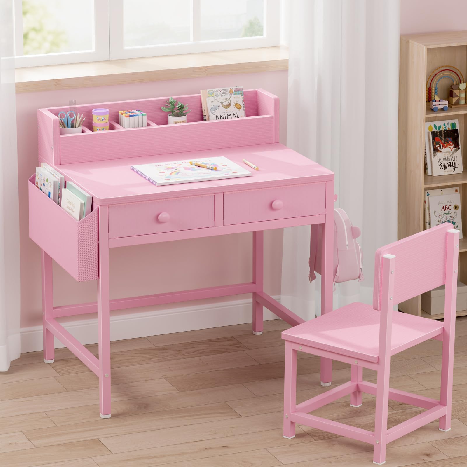 Kids Desk and Chair Set with Storage Drawer