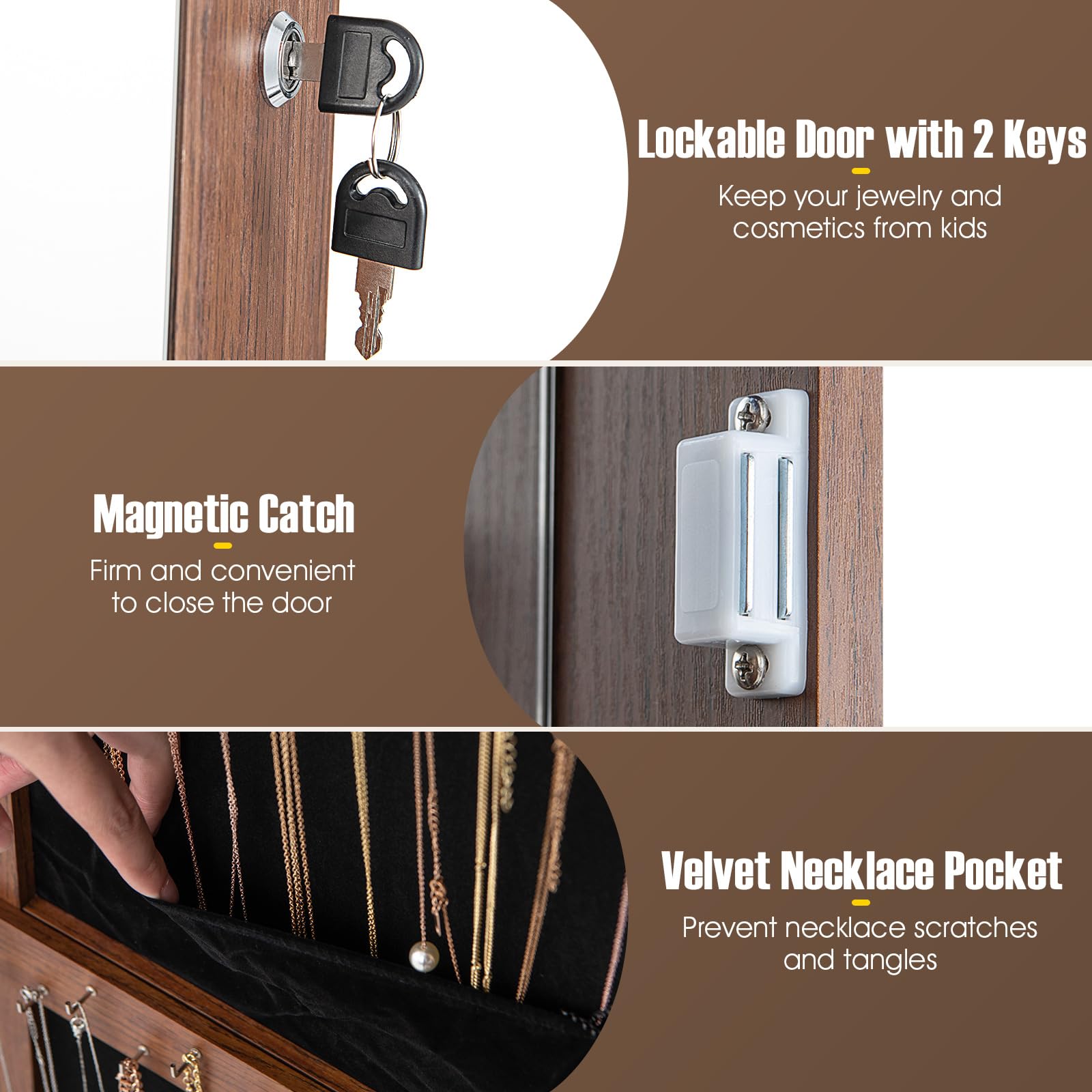 360° Swivel Jewelry Cabinet Armoire with Full Length Mirror