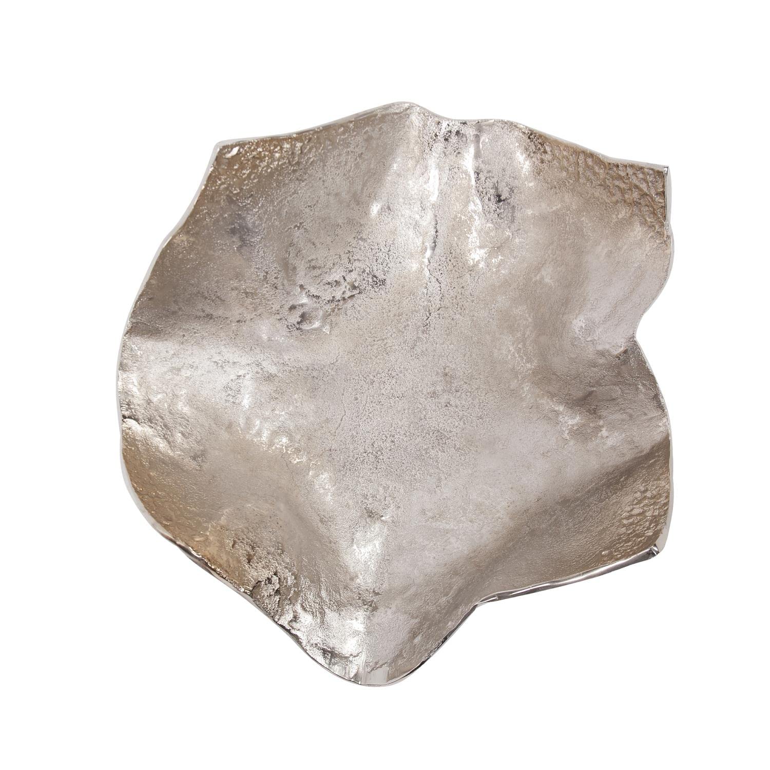 Champagne Silver Decorative Bowl with Hammered Pattern - 15.5 x 6 Inch