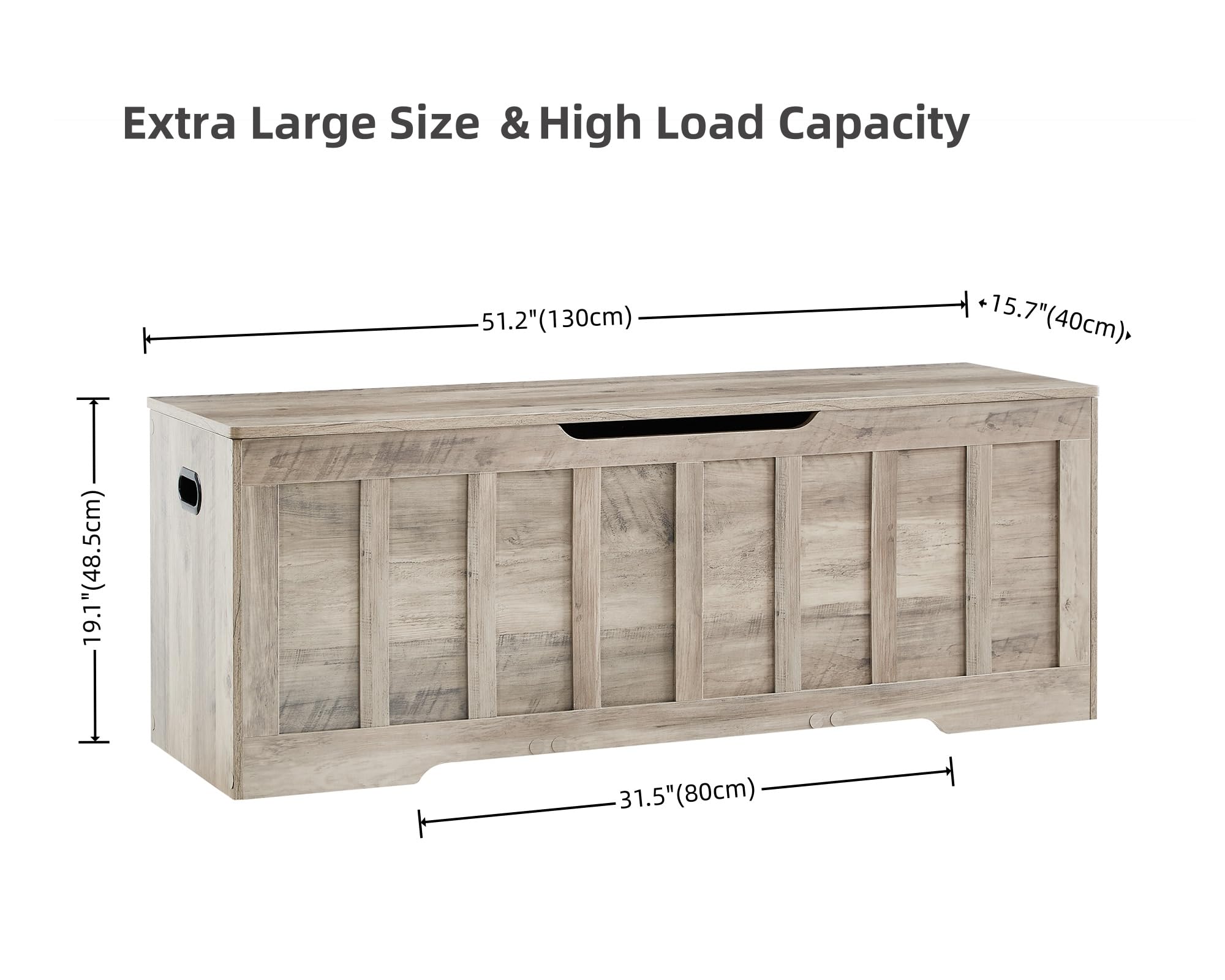 Extra Large Storage Bench with Safety Hinges