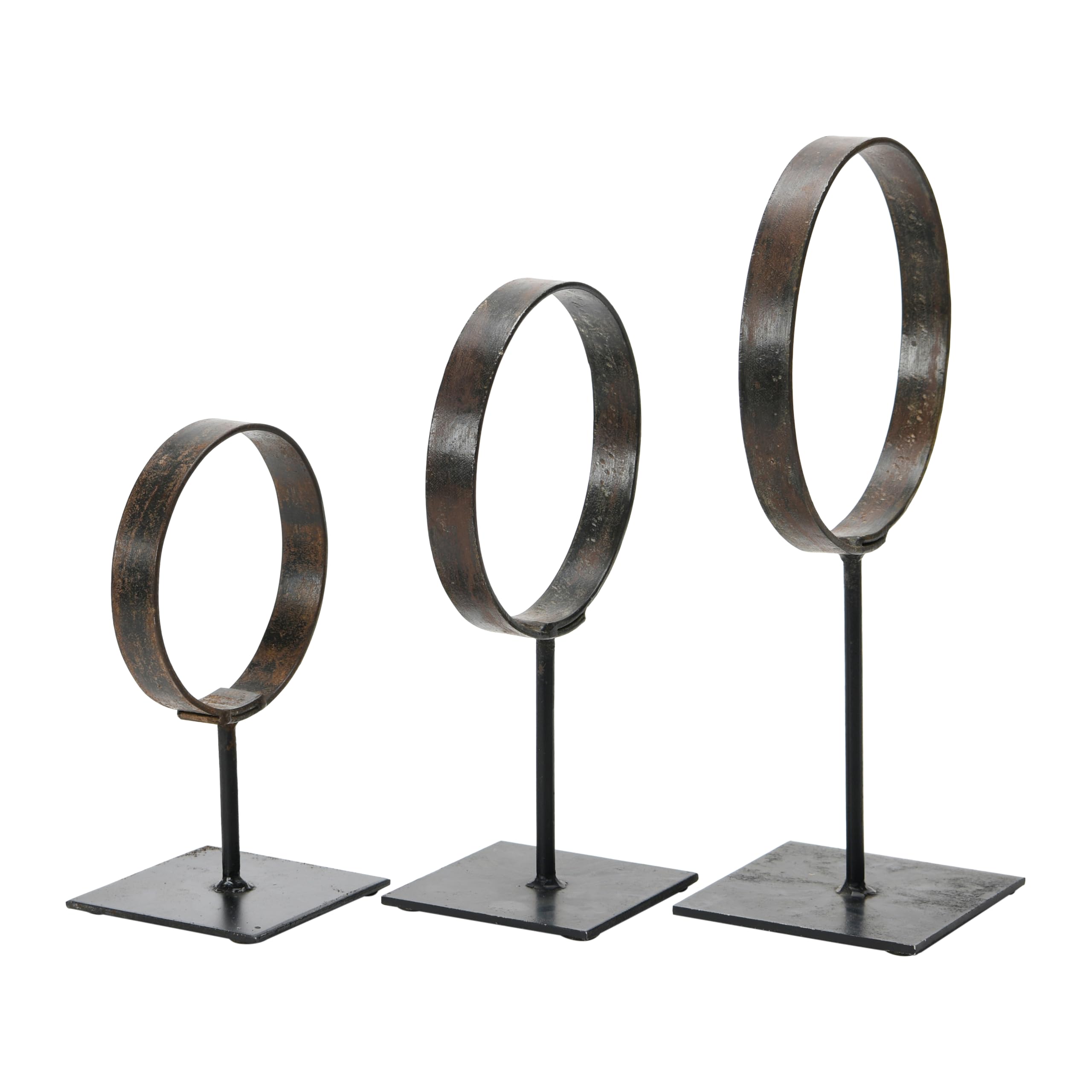 Decorative Metal Rings on Stands Set of 3