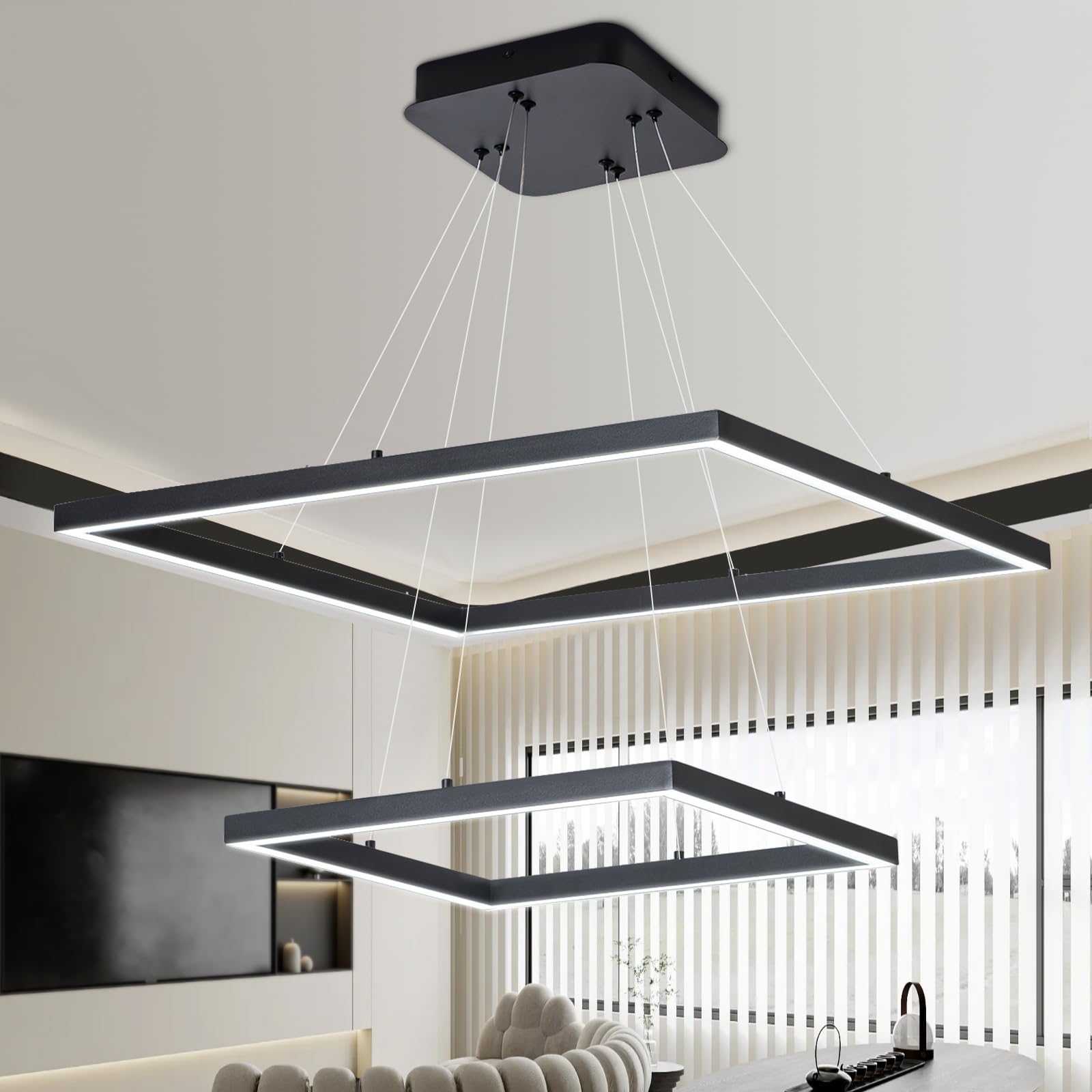 Modern LED Square Chandelier Dimmable Pendant Light