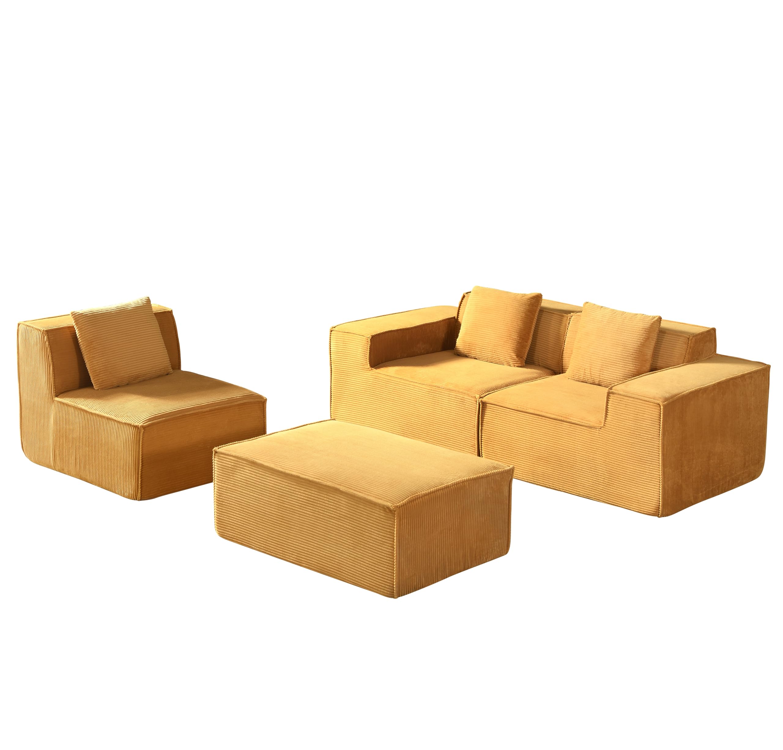 112" Modular L-Shaped Sectional Sofa with Ottoman
