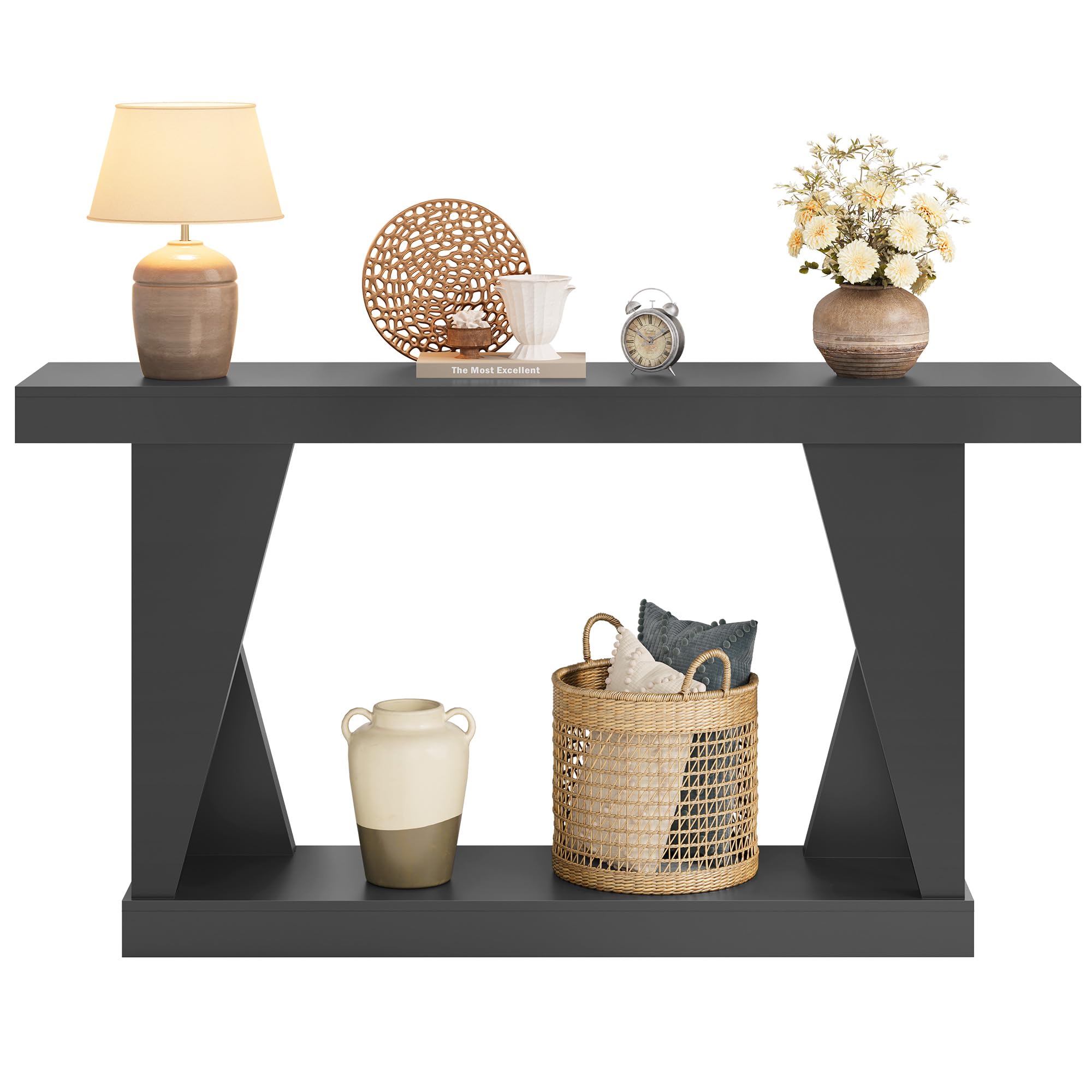 55-Inch Wooden Console Table with Storage