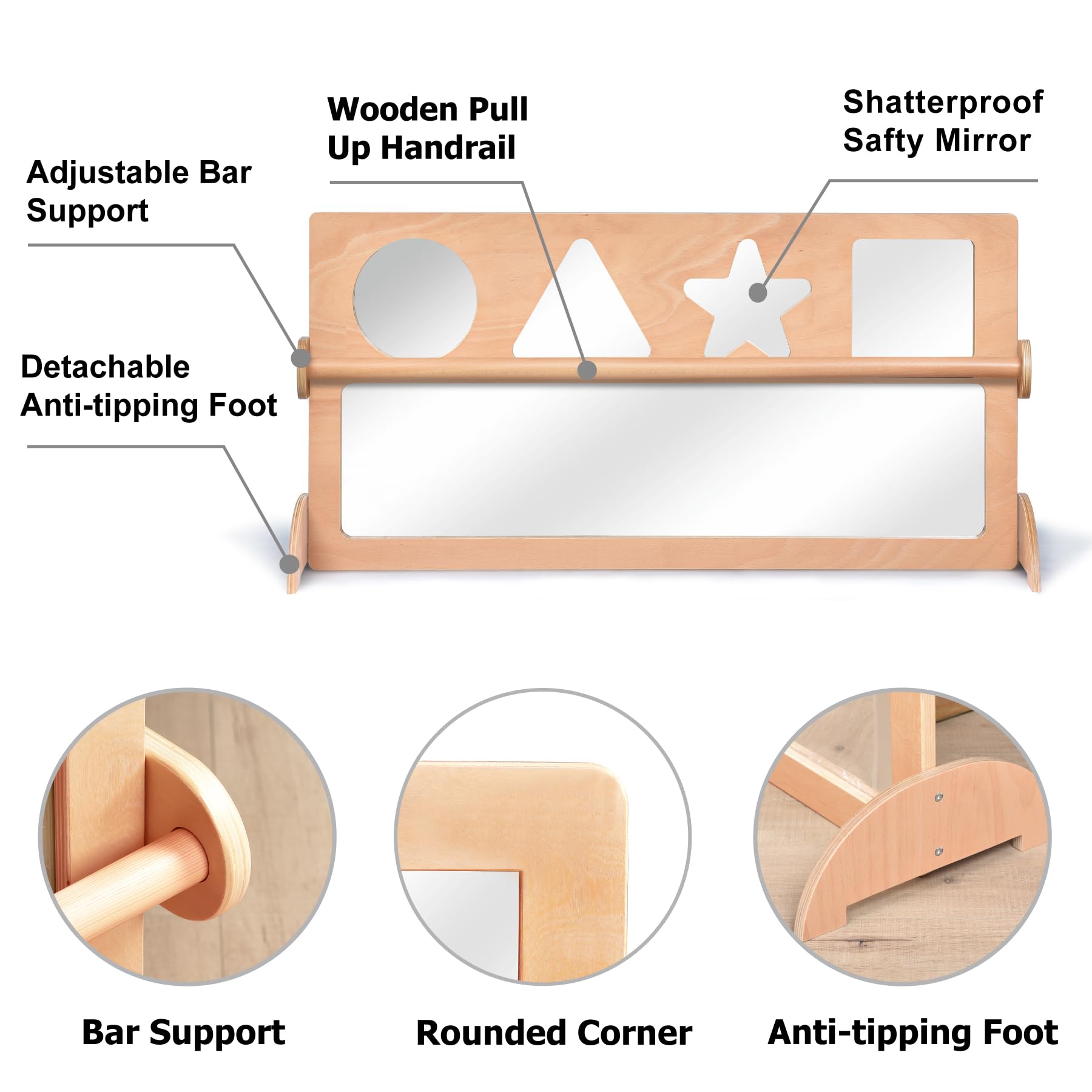 Montessori Mirror with Pull-Up Bar