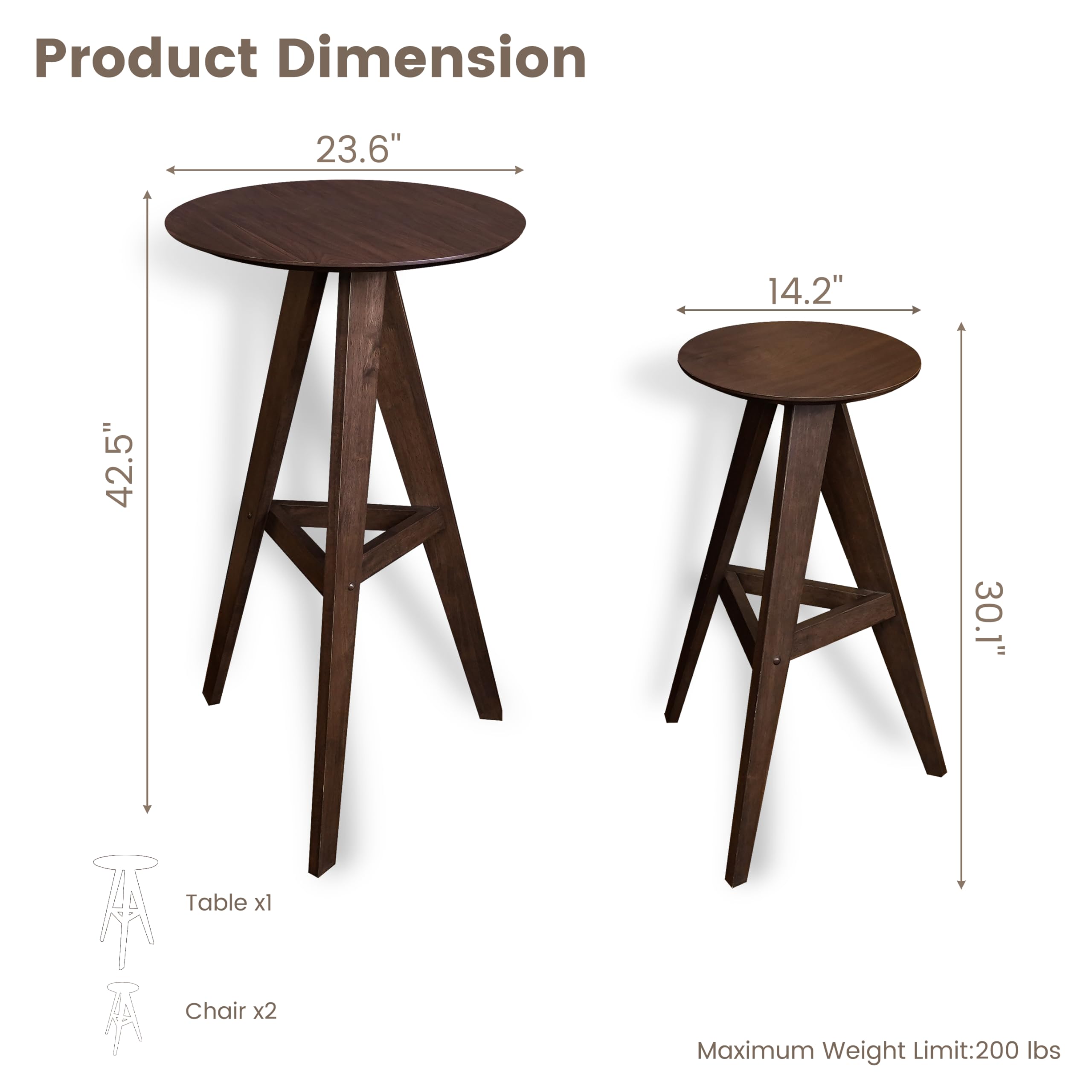 Round Walnut Bar Table