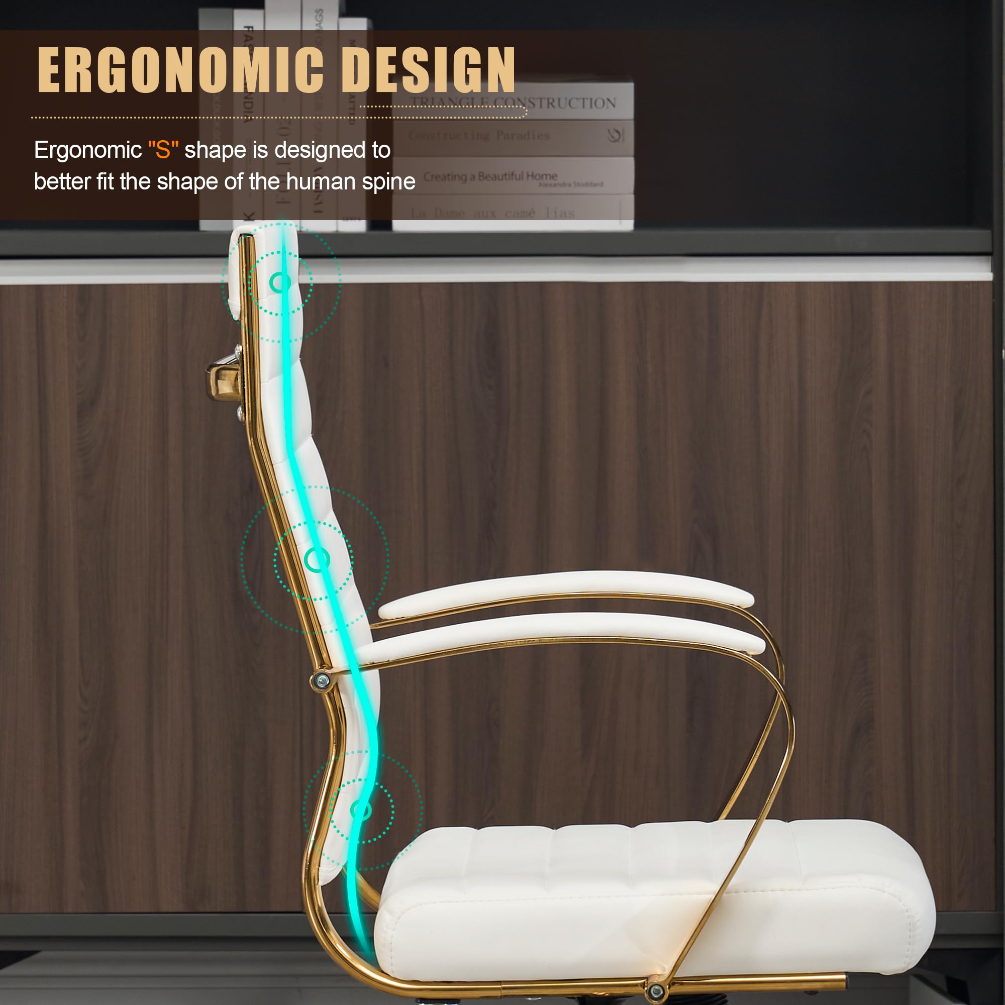 Ergonomic Gold Office Chair with Adjustable Height