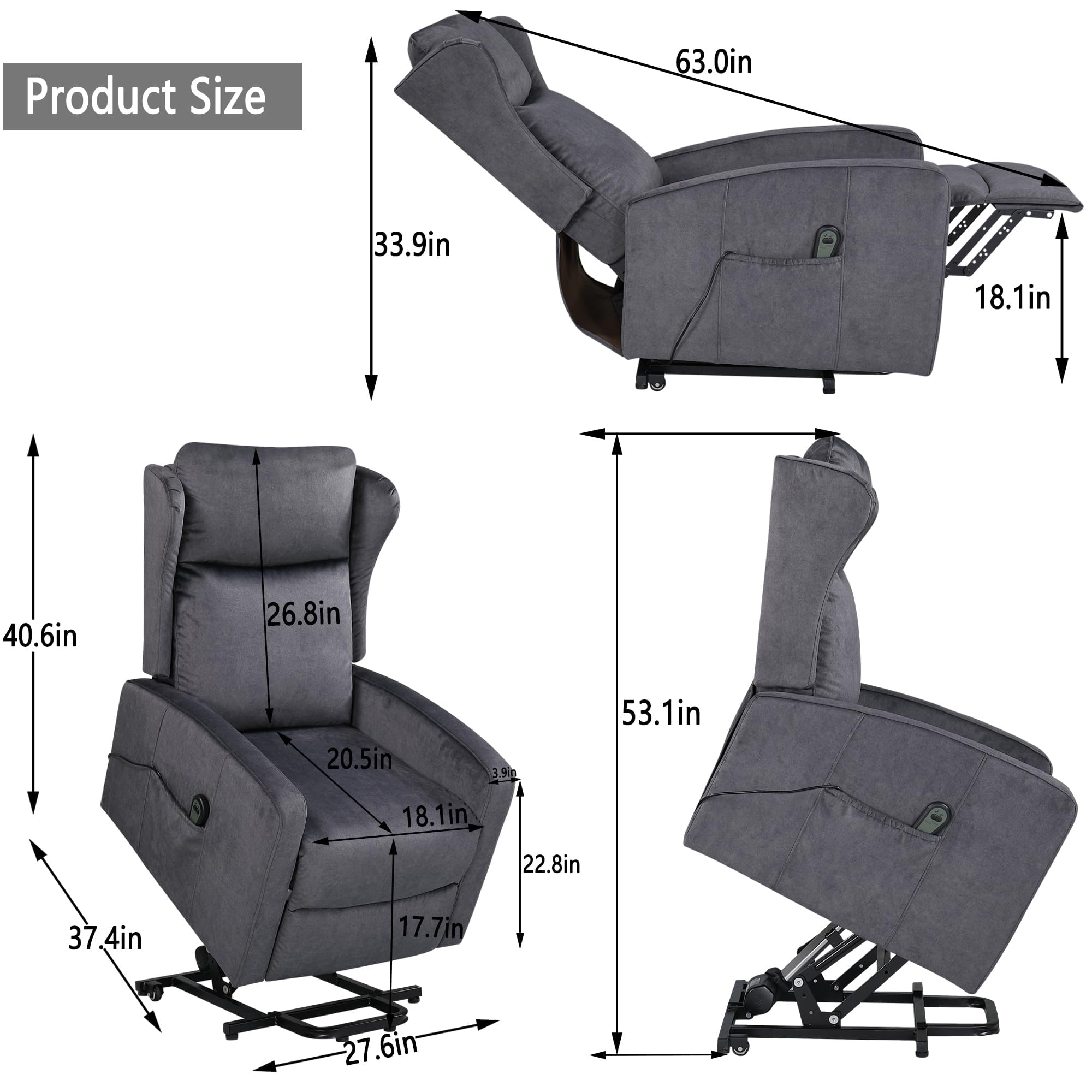Power Lift Recliner Chair with Massage and Heating