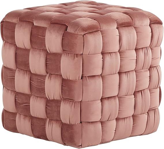 Braided Square 16" Velvet Ottoman