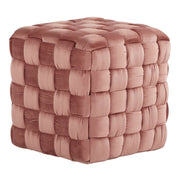 Braided Square Velvet Ottoman 16.5"