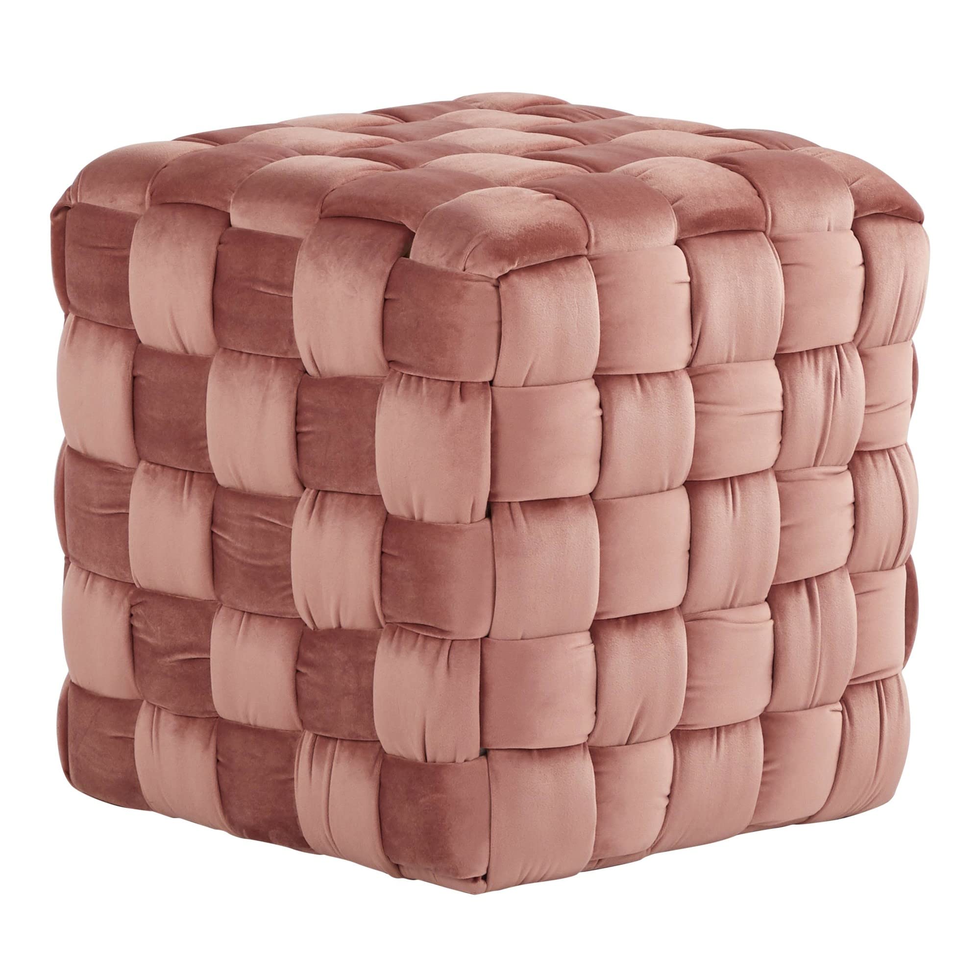 Braided Square Velvet Ottoman 16.5"