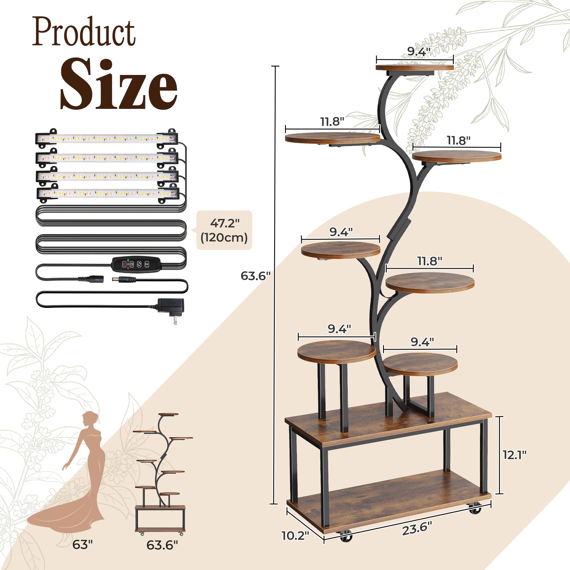 9-Tier Plant Stand with LED Grow Lights