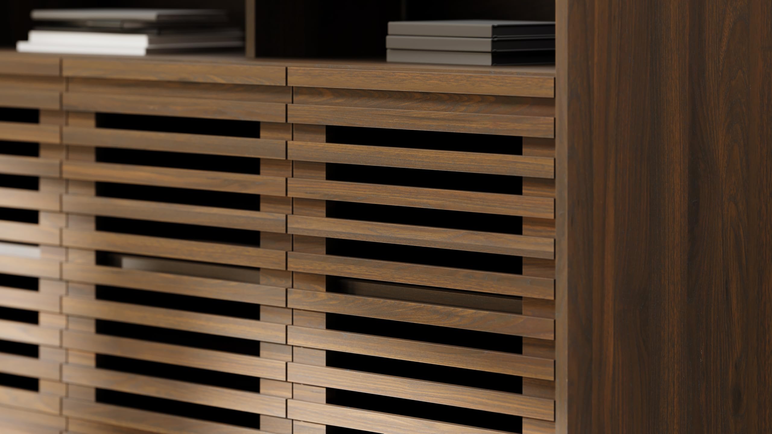 Rustic Brown Buffet Sideboard with Louvered Doors