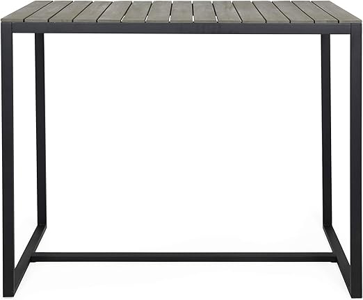 Outdoor Acacia Wood Bar Table with Metal Frame