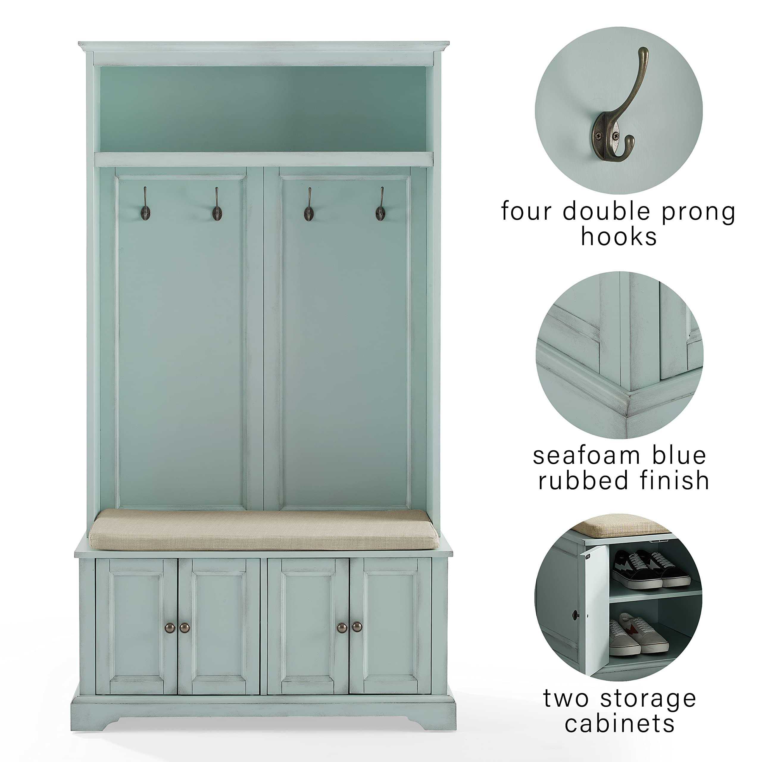 Hall Tree with Shoe Rack Bench and Coat Hooks