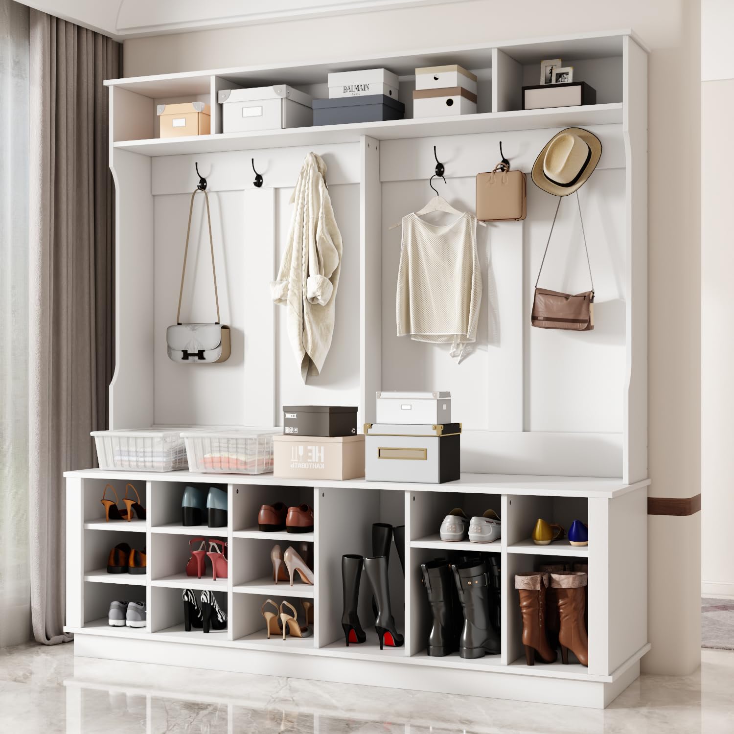Hall Tree with Bench and Shoe Storage