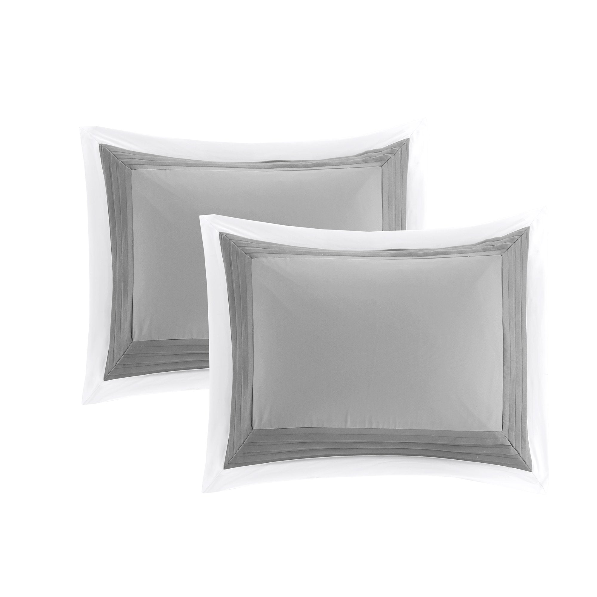 7-Piece Queen Comforter Set - Gray and White Patchwork Design