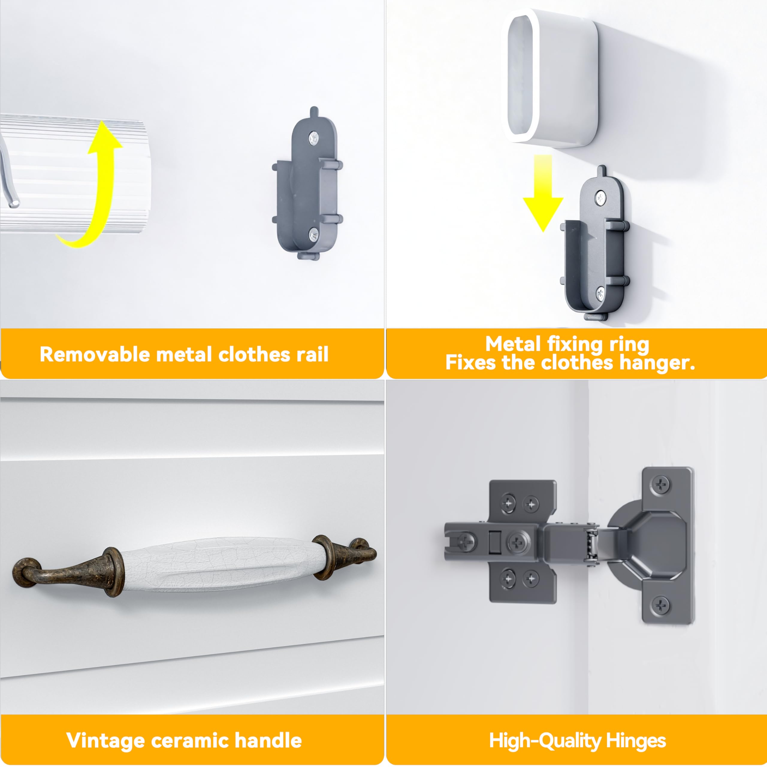 72" Armoire Wardrobe Closet with 3 Drawers and LED Light