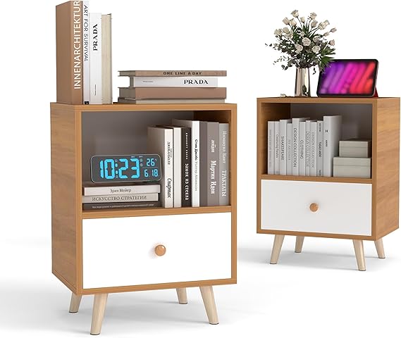 Modern Wood Nightstand with Drawer