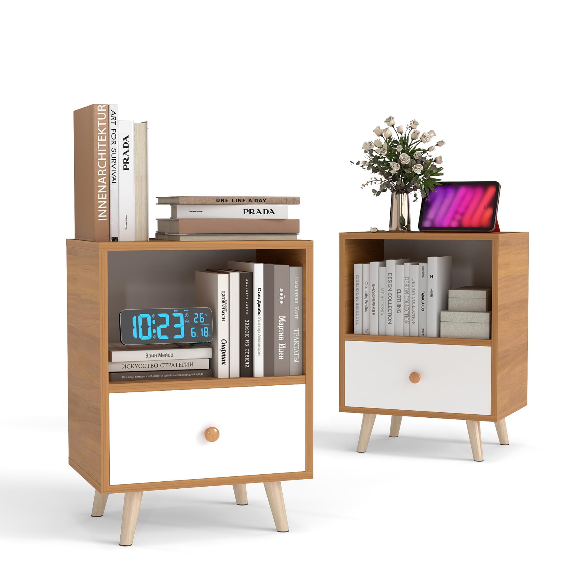 Modern Wood Nightstand with Drawer
