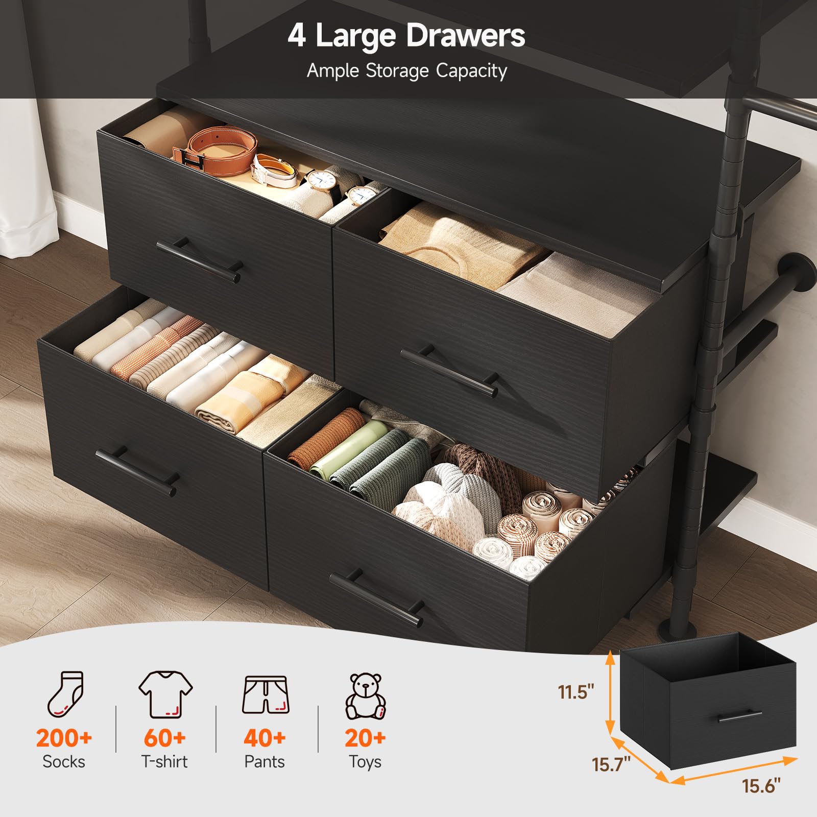 Closet System with Dimmable LED Light and Storage