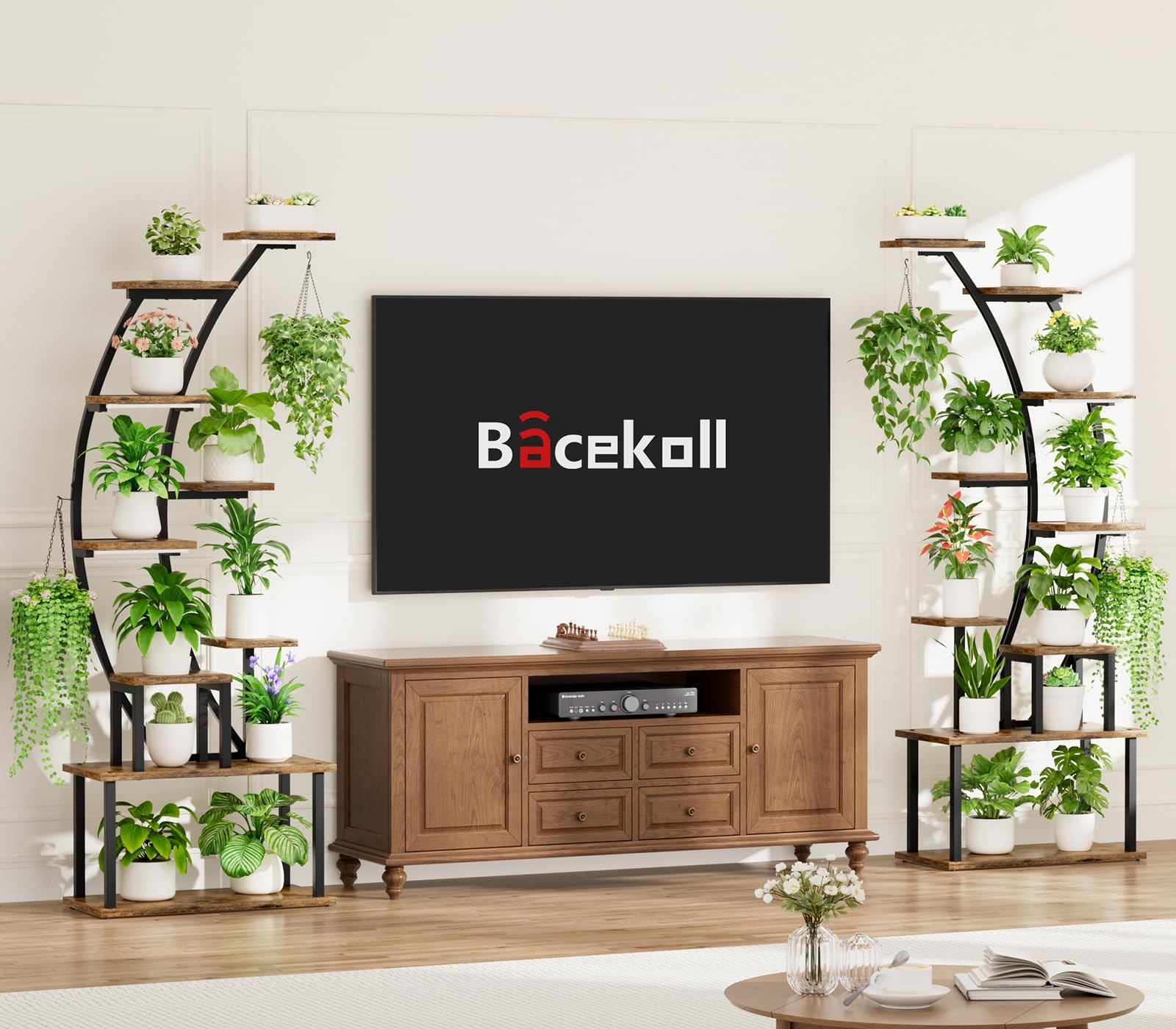 9 Tiered Metal Plant Stand with Grow Lights 64 Inch